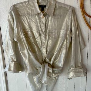 J. Crew metallic gold shirt